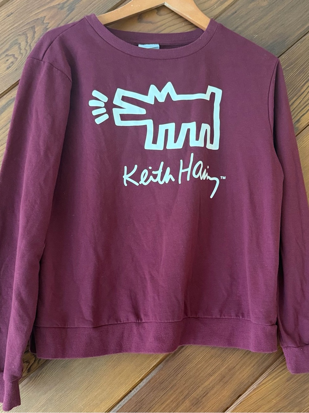 Keith Haring Maroon Graphic Crewneck Sweatshirt